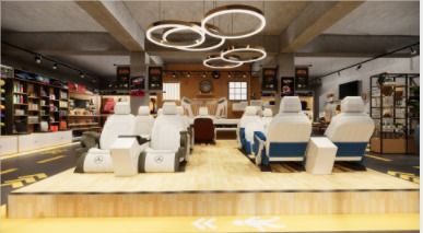 陜西省西安市1200㎡汽修廠客休展示區設計裝修案例效果圖分享