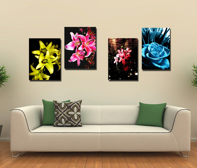 【廠家直銷噴繪畫家居裝飾畫客廳臥室四聯無框畫喬遷賀禮歐美風】價格,廠家,圖片,油畫,義烏市喆敏工藝品廠-