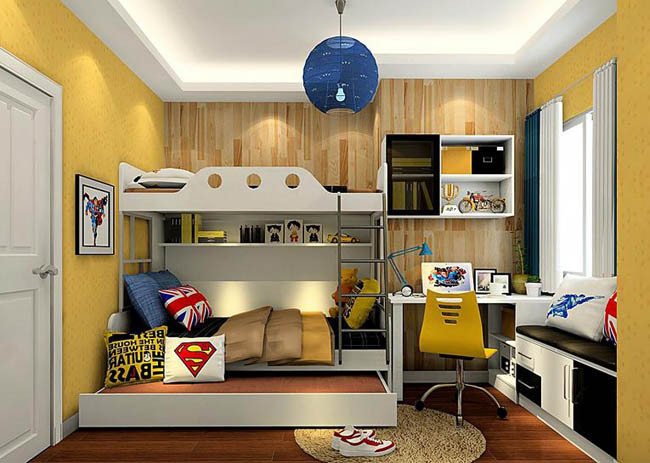 小戶型上下床兒童房裝修效果圖 孩子的色彩兒童房設計